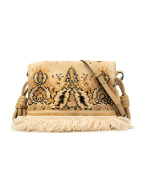 Loewe Beige Suede Tapestry Flamenco Knot Crossbody