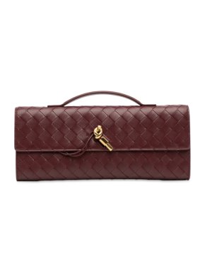 Bottega Veneta Burgundy Lambskin Intrecciato Andiamo Clutch