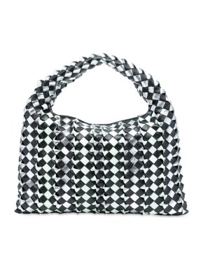 Bottega Veneta  Bicolor Calfskin Intrecciato Small Hop Hobo