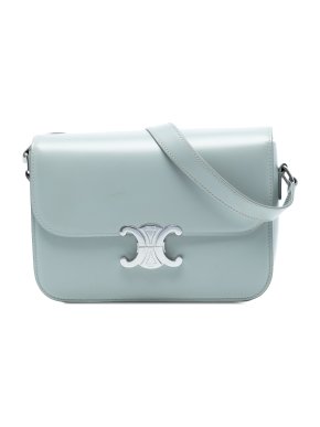 Celine Blue Classique Shiny Calfskin Triomphe CrossbodyCeline