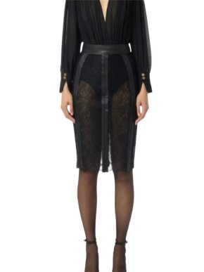 Elizabetta Franchi Corseted Tulle  Midi Skirt