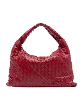 Bottega Veneta Red Small Calfskin Intrecciato Hop Hobo