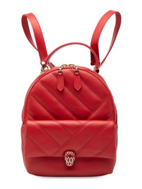 Bvlgari Red Leather Serpenti Cabochon Backpack