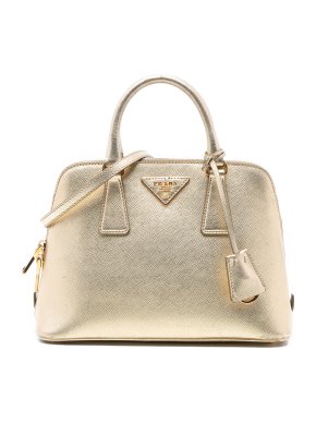 Prada Gold Small Saffiano Lux Promenade Satchel