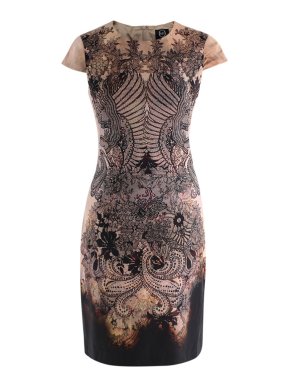 Alexander McQueen MCQ black lace-effect botanical print dress