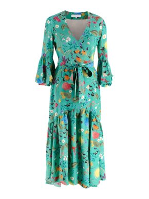 Borgo de Nor 100% Silk Floral-Print Midi Dress
