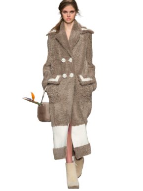 Fendi Long Shearling Pocket Detail Coat