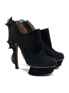 Nicholas Kirkwood black suede platform ankle boot