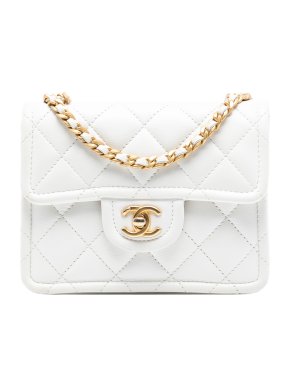 Chanel White Mini Quilted Caviar Sweet Classic Flap