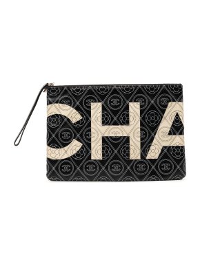 Chanel  Camellia Logo Wristlet Clutch
