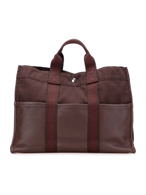Hermes Brown Canvas and Leather Fourre Tout MM