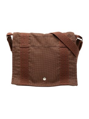 Hermes Brown Canvas Herline Messenger