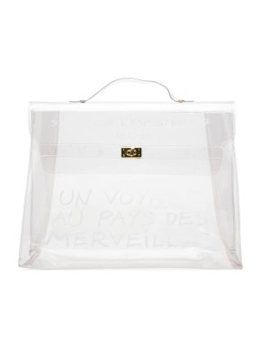 Hermes Transparent Vinyl Souvenir De L Exposition Kelly Handbag
