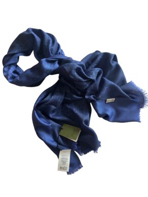 Gucci Cobalt Blue Wool/Silk Blend Scarf