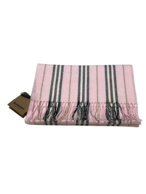 Burberry Cashmere Blend Pink Striped Scarf