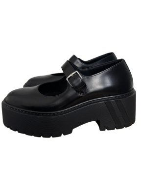 Hermes Black Leather Richelieus Hoxton  Platform Mary Janes