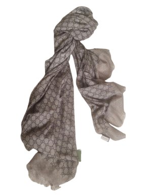 Gucci Brown GG Silk/Wool Scarf/Stole