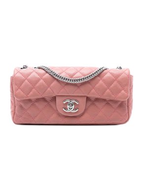 Chanel Classic Pink Lambskin East West Bijoux Chain Single Flap