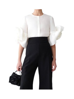 Carolina Herrera Silk Gazar Rosette Blouse