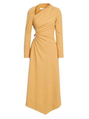 Jonathan Simkhai Yellow Drape Midi Dress