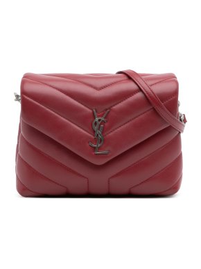 Saint Laurent Dark Red TLoulou oy Matelasse Leather Monogram Crossbody