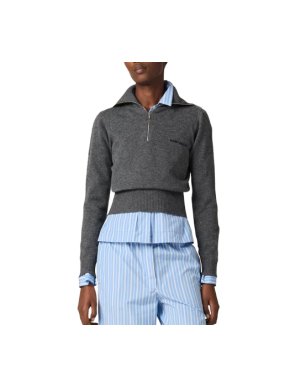 Miu Miu Grey Cashmere Half Zipper Sweater