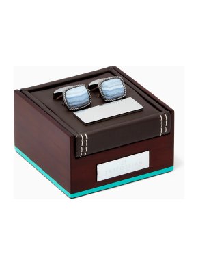 Tateossian Cable Agate Cufflinks in Sterling Silver