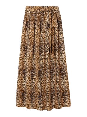 Melissa Odabash Elsa Belted Leopard-Print Jersey Maxi Wrap Skirt