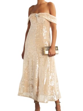 Self-Portrait Embellished Off-The-Shoulder Midi Dress