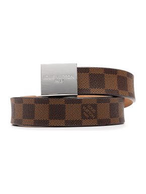 Louis Vuitton Coated Canvas Damier Ebene Ceinture Belt 85cms