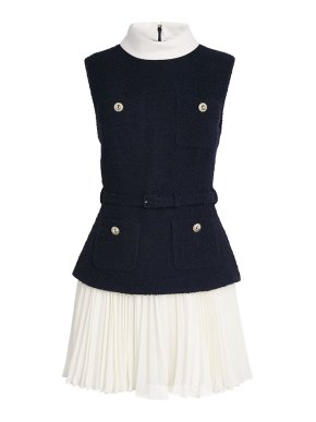 Self-Portrait Bouclé-Chiffon Mini Dress