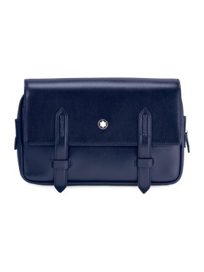 Montblanc Navy Blue Leather Meisterstück Messenger Bag