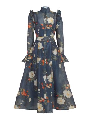 Leo Liin Multi Pear Blossom Katrina Midi Dress