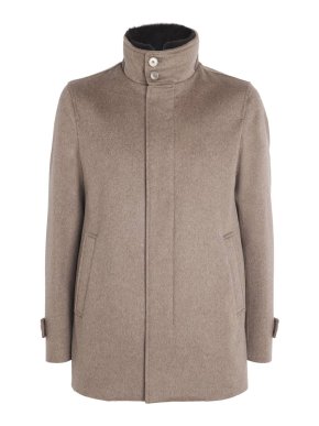 Herno Cashmere Shearling-Trim Car Coat