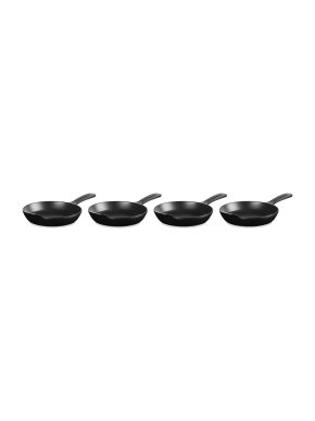 Le Creuset Gourmand Cast Iron Mini Skillet, Set of 4, 16cm, Satin Black