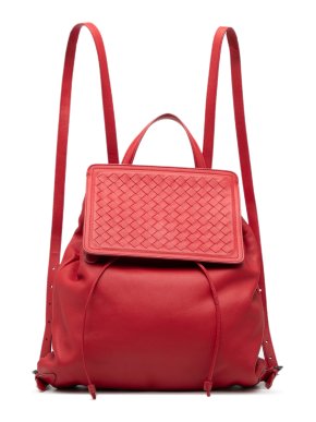 Bottega Veneta Red Leather Intrecciato Backpack