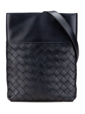 Bottega Veneta Black Nappa Intrecciato Messenger Bag