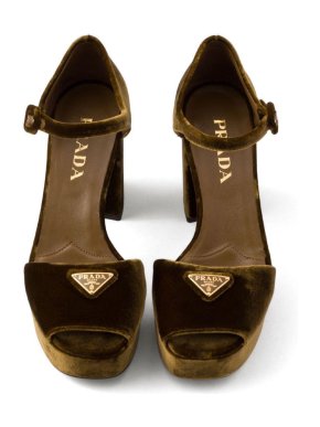 Prada Velvet Peep Toe Sandals