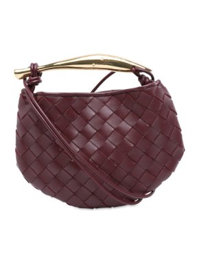 Bottega Veneta Burgundy Baby Lambskin Intrecciato Sardine Satchel