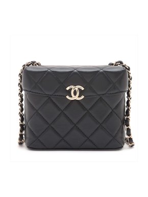 Chanel Black Small CC Quilted Lambskin Secret Box Bag