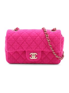 Chanel Pink Mini Rectangular Classic Tweed Single Flap