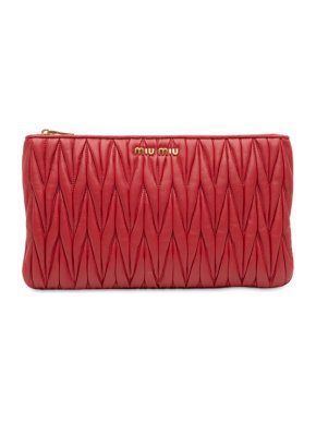 Miu Miu Red Leather Matelasse Nappa Clutch