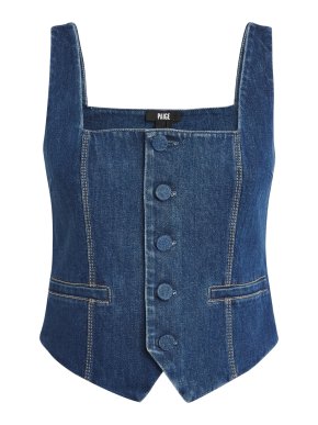 Paige Irene Shoulder-Straps Stretch-Denim Top