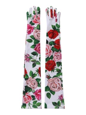 Dolce & Gabbana Floral Roses Elbow Gloves
