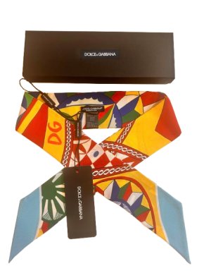 Dolce & Gabbana Floral Sicily Caretto Maiolica Twilly Scarf