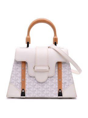 Goyard Coated Canvas White Goyardine Saigon Structured PM