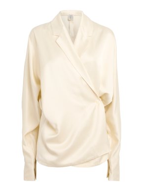 Toteme Beige Satin Wrap Blouse