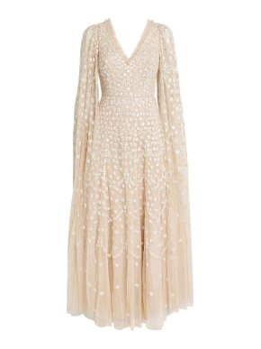 Needle & Thread Clover Cape-Sleeve Gown