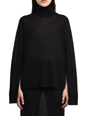 Toteme Semi-Sheer Split-Sleeve Rollneck Top