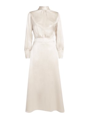 Colombo Beige Silk Midi Dress